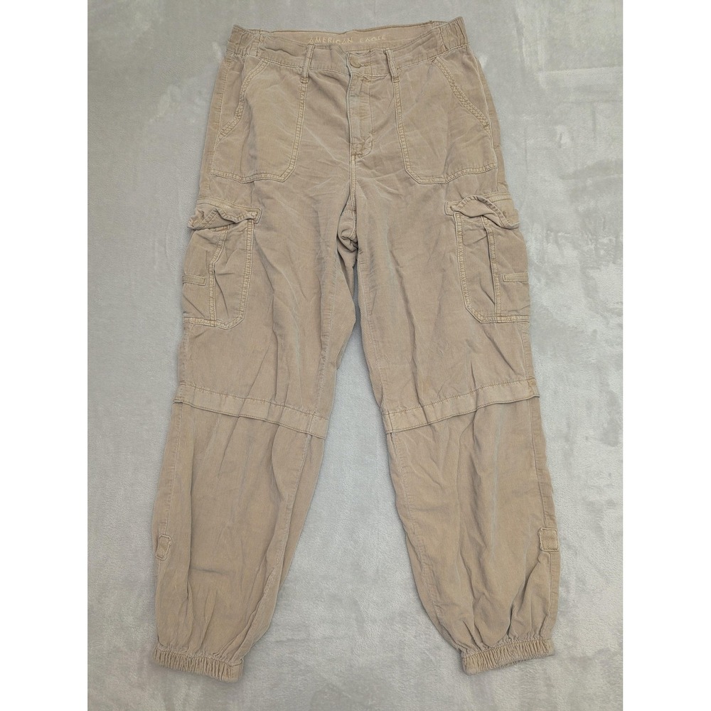 American Eagle Pants Womens‎ 8 Beige Jogger Cargo Corduroy Elastic Y2K Baggy